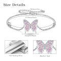 wholesale 925 Sterling Silver Pink Opal Inlay Butterfly Charm Chain Bracelet for Women-0-4