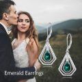 wholesale 925 Sterling Silver Teardrop Green Crystal Drop Leverback Earrings for Women Valentines Day Gifts-0-5