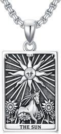 wholesale 925 Sterling Silver Sun Tarot Necklace , 17.5mm Pendant, Adjustable 22-24 Chain, Jewelry Gift for Men & Women-0-0