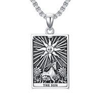 wholesale 925 Sterling Silver Sun Tarot Necklace , 17.5mm Pendant, Adjustable 22-24 Chain, Jewelry Gift for Men & Women-Sun