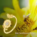 wholesale 14K Gold Adjustable Sunflower Open Rings Wholesale Jewelry Gift for Women Her-0-5