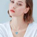 TOUPOP Sterling Silver Aquamarine Heart Pendant Necklace For Women-0-1