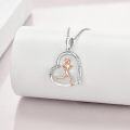 wholesale 925 Sterling Silver Running Girl Heart Pendant Necklace for Women-0-2