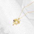 wholesale 14K Gold Honeycomb Bee & Flower Pendant Necklace with Diamond Accent - Gifts for Her-0-3