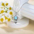 wholesale Vintage 925 Sterling Silver & Natural Larimar Anchor Necklace, Blue Stone, 18 Chain-0-3
