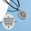 wholesale 925 Sterling Silver St Christopher Medal Protect Us Charm Pendant Necklace-0-3