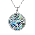 wholesale 925 Sterling Silver Abalone Shell Tree of Life Pendant Necklace-0-0
