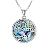wholesale 925 Sterling Silver Abalone Shell Tree of Life Pendant Necklace-Tree of Life Necklace