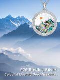wholesale 925 Sterling Silver Abalone Shell Mountain Pendant Necklace Christian Faith Jewelry for Women-0-4