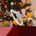 TOUPOP Sterling Silver Moissanite Heart Engagement Wedding Rings-0-1