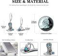 wholesale 925 Sterling Silver Cowboy Boot & Hat Turquoise Western Drop Earrings for Women-0-3