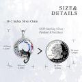 wholesale 925 Sterling Silver Black Cat with Rainbow Crystal Circle Pendant Necklace-0-3