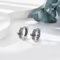 wholesale 925 Sterling Silver Amber Bee & Leaf Design Huggie Hoop Earrings-0-4