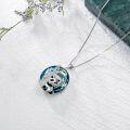 wholesale 925 Sterling Silver Blue Crystal Panda Bamboo Pendant Necklace for Women-0-4