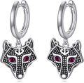 wholesale 925 Sterling Silver Wolf Head Red Eyes Huggie Hoop Earrings for Men & Women-0-0