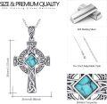 wholesale 925 Sterling Silver Turquoise Celtic Cross Tree of Life Pendant Necklaces for Men & Women-0-5