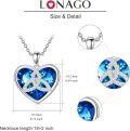 wholesale 925 Sterling Silver Metal Blue Crystal Celtic Knot Heart Pendant Necklace - Irish s for Women-0-5