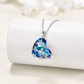 wholesale 925 Sterling Silver Blue Crystal Raccoon Tree Branch Heart Pendant Necklace for Women Mom Wife Daughter-0-4