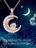 wholesale Rose Gold 925 Sterling Silver Cubic Zirconia Crescent Moon & Star Pendant Necklace-0-4