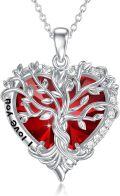 wholesale TOUPOP Valentines Day Gifts For Her Wife Gift Ideas I Love You Tree Of Life Necklace For Women With July Ruby Heart Birthstone Gifts For Wife Sterling Silver Tree Life Pendant Necklace Love Jewelry Gifts For Birthday Wedding Party For Her Sister Mom Aunt Daughter -0-0