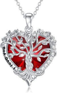 wholesale TOUPOP Valentines Day Gifts For Her Wife Gift Ideas I Love You Tree Of Life Necklace For Women With July Ruby Heart Birthstone Gifts For Wife Sterling Silver Tree Life Pendant Necklace Love Jewelry Gifts For Birthday Wedding Party For Her Sister Mom Aunt Daughter -undefined