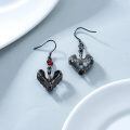 wholesale 925 Sterling Silver Gun Black Phoenix Red Rose Enamel Drop Earrings-0-1