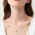 wholesale 925 Sterling Silver Cross with Blue Enamel Butterfly Pendant Necklace for Women-0-1