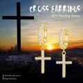wholesale Sterling Silver Angel Wings Feather Cross Dangle Drop Earrings Unisex Small Hoop Jewelry-0-4