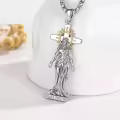 wholesale 925 Sterling Silver Jesus Christ Cross Pendant with Halo and Stone Protection Necklaces Wholesale for Men & Women-0-1