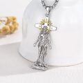 wholesale 925 Sterling Silver Jesus Cross Pendant Necklace With Gold Halo And Prayer Base-0-1