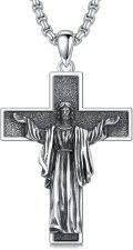 wholesale 925 Sterling Silver Crucifix Pendant Cross Jesus Christ Religious Protection Mens Necklaces-0-0