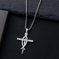 wholesale 925 Sterling Silver Nail Cross Pendant - Christian  for Men (Length: 22)-0-4