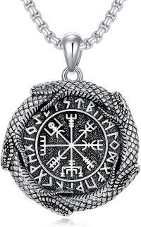 wholesale 925 Sterling Silver Vegvisir Compass Pendant Norse Viking Jewelry for Men & Women -Viking Ouroboros