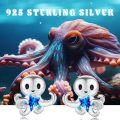 wholesale 925 Sterling Silver Blue Crystal Starfish Octopus Stud Earrings Sea Life s for Her-0-5