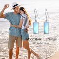 wholesale 925 Sterling Silver Moonstone Dangle Earrings, Elegant Hypoallergenic Fashion Jewelry for Women-0-1