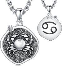 wholesale Sterling Silver Zodiac Constellation Necklace Astrology Pendant-06-Cancer Necklace