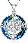 wholesale TOUPOP 2024 Graduation Gifts Star Of David Compass Crystal Necklace Sterling Silver Jewish Star Pendant Jewelry For Women Teen Christmas Birthday Gift -0-0