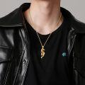 wholesale Gold 925 Sterling Silver Dragon Pendant Necklace for Men Women Valentines Day Gifts-0-3