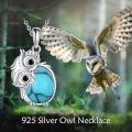 wholesale 925 Sterling Silver Turquoise Owl Pendant Necklace for Women Girls-0-5