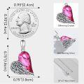 wholesale 925 Sterling Silver 925 Pink Crystal Angel Wings Heart Pendant Necklace Gift for Women-0-4