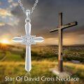 wholesale 925 Sterling Silver Star of David Cross Necklace with Cubic Zirconia Accents-0-1
