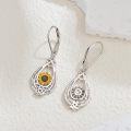 wholesale 925 Sterling Silver Sunflower Teardrop Celtic Knot Leverback Earrings-0-3