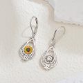 wholesale 925 Sterling Silver Sunflower Teardrop Celtic Knot Leverback Earrings-0-3