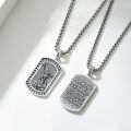 wholesale Copper Saint Michael Archangel Dog Tag Pendant Necklace Vintage Oxidized Chain-0-1