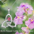 TOUPOP Sterling Silver Birth Flower Celtic Knot Necklace 12 Months Gemstone-0-1