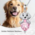 wholesale 925 Sterling Silver Pink Tourmaline Golden Retriever Dog Necklace, October Birthstone,  18+2 Chain, Gift for Women-0-4
