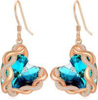 wholesale 925 Sterling Silver Infinity Heart Birthstone Crystal Earrings for Women-09-Sept-Sapphire Blue