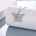 wholesale 925 Sterling Silver Heart and Butterfly Memorial Keepsake Pendant with Chain - Cremation Jewelry for Ashes Holder Necklace-0-3