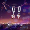 wholesale 925 Sterling Silver Red Crystal Bowknot Drop Dangle Hook Studs Earings  for Girls and Women-0-3
