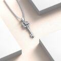 wholesale 925 Sterling Silver & Lab-Grown Diamond Four Leaf Clover Key Necklace for Luck, Love & Special Occasions-0-2